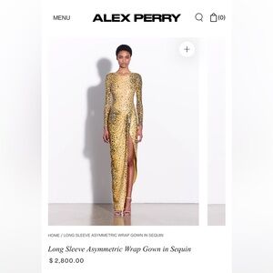 Alex Perry Gold Sequin Long Sleeve Gown